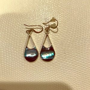 Sterling silver and blue abalone teardrop earrings